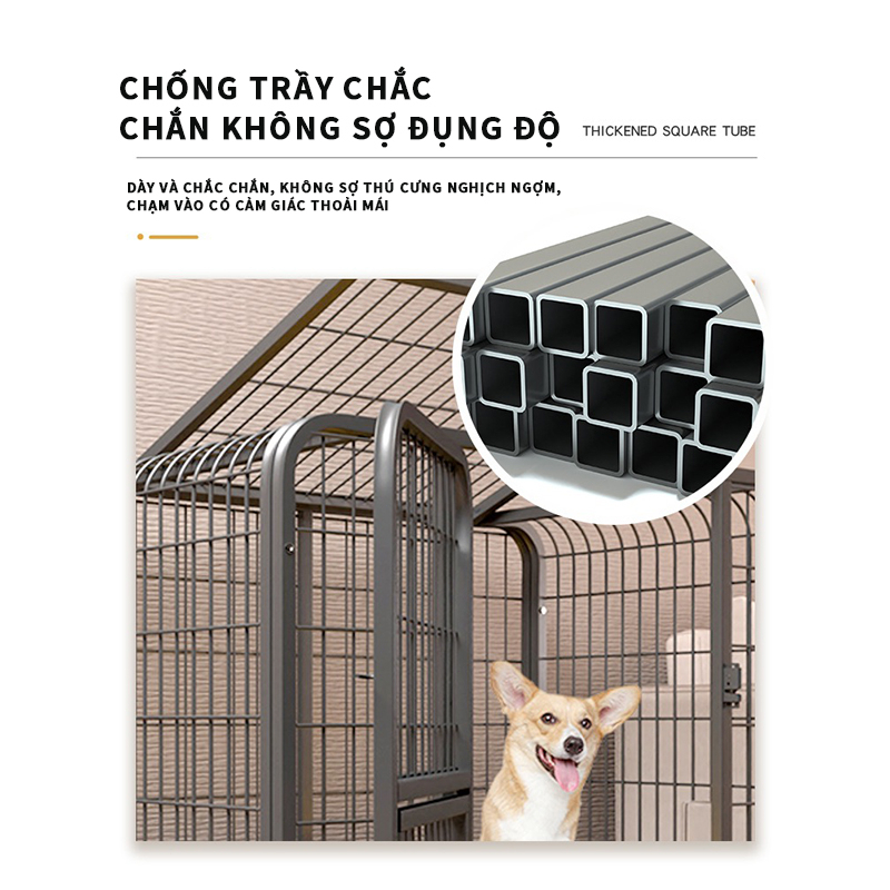 🐶GreenPets😸Chuồng Chó Lồng Chó Nan Ống Cao Cấp Có Bánh Xe Tặng Khay Dễ Di Chuyển Cho Chó Mèo Lớn