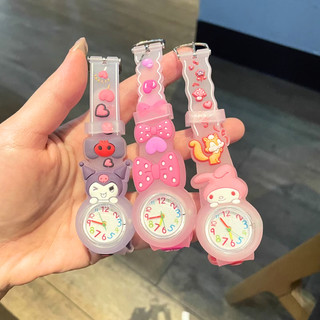 Set Phụ Kiện Trang Sức Đồng Hồ/ Vòng Tay/ Nhẫn/Hoa Tai Hoạt Hình Kuromi, Kitty, Thỏ Hồng Xinh Xắn Dễ Thương Cho Bé Gái