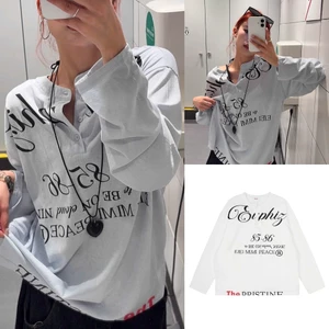 Áo sweater dài tay chất thun cotton khuy cài họa tiết chữ 85-86 ASWT002 - Tiktik