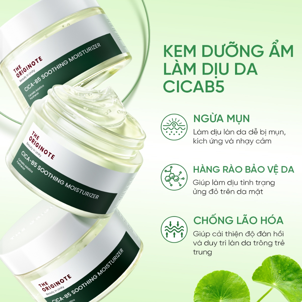 Kem Dưỡng Làm Dịu Da Cica-B5 The Originote phục hồi dưỡng ẩm giảm mụn cải thiện hàng rào bảo vệ da Soothing Moisturizer