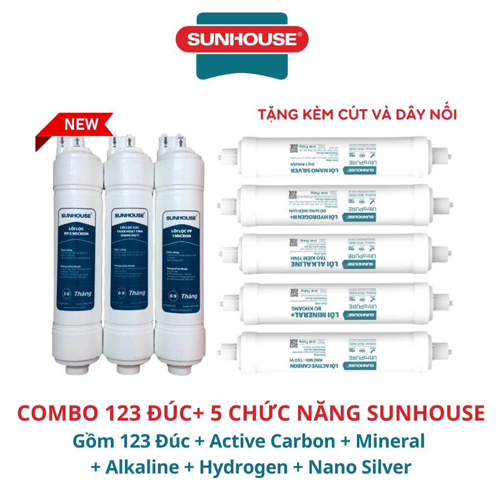 Trọn bộ 9 lõi lọc cho máy lọc nước RO nóng lạnh Slimbo SHA76214CK-S