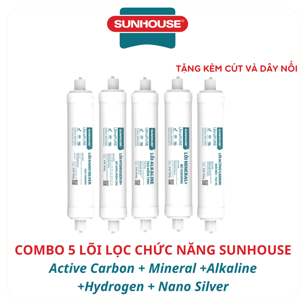 Trọn bộ 9 lõi lọc cho máy lọc nước RO nóng lạnh Slimbo SHA76214CK-S