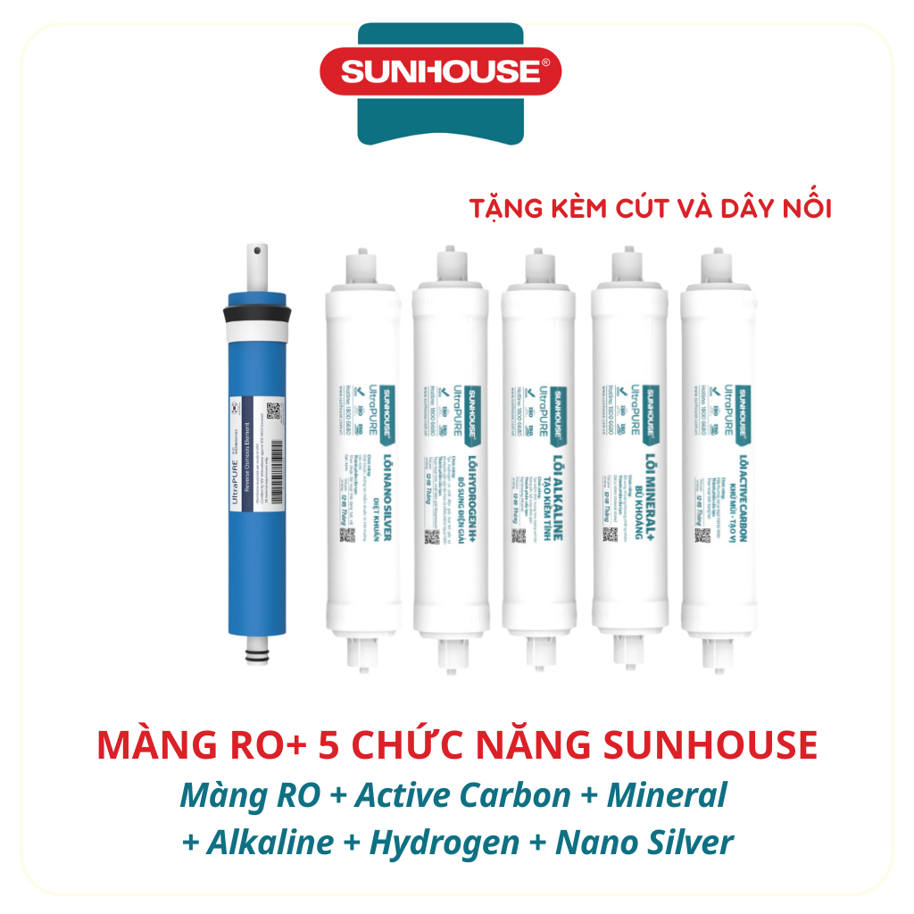 Trọn bộ 9 lõi lọc cho máy lọc nước RO nóng lạnh Slimbo SHA76214CK-S