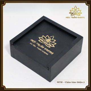 Hộp Gỗ Đen Đựng Vòng Tay, Chuỗi Hạt, Đồ Phong Thủy 10x10x3cm - Mộc Trầm Hương MTH