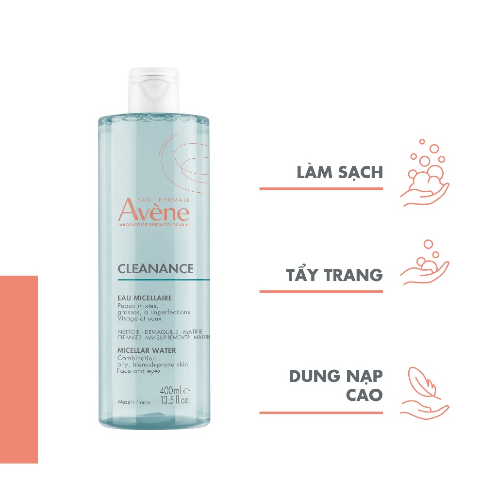 Sử Dụng Chai Nước Tẩy Trang Cho Da Dầu Mụn Eau Thermale Avène Cleanance Micellar Water Làm Sạch Bụi Bẩn Bã Nhờn Lớp T...