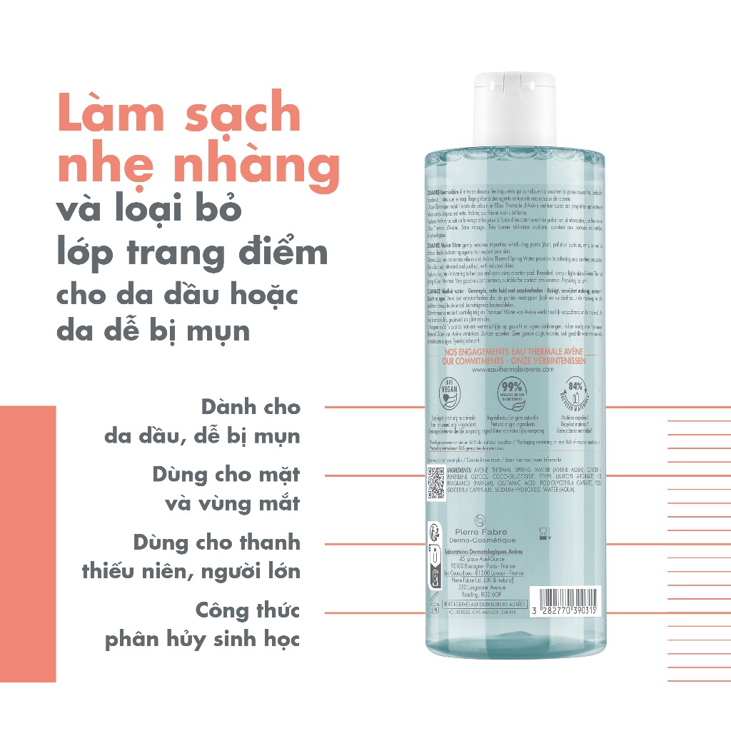 Sản Phẩm Nước Tẩy Trang Cho Da Dầu Mụn Eau Thermale Avène Cleanance Micellar Water Làm Sạch Bụi Bẩn Bã Nhờn Lớp Trang...