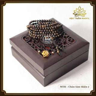 Vòng Tay Trầm Hương 216 Hạt Trầm Sánh Chìm 4mm Mix Charm Hoa Sen Bạc S925 Mạ Vàng - Mộc Trầm Hương MTH
