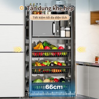 Gslife Kệ Nhà Bếp Tầng Đa Năng - Đặt Lò Vi Sóng/Nồi Cơm, Giỏ Rau Di Động có bánh xe đẩy tiện lợi