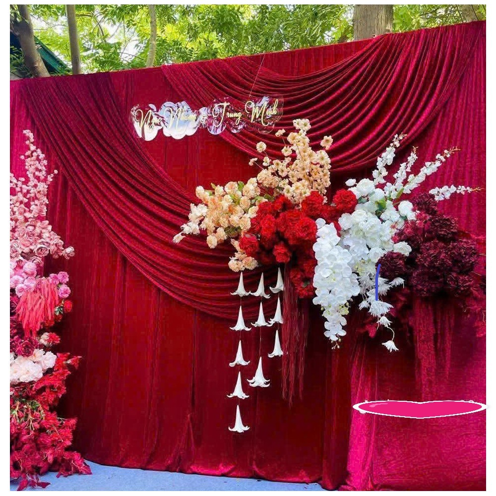 Rèm Vải Nhung Đỏ Làm Phông Nền Trang Trí Đám Cưới, Decor Giáng Sinh, Lễ ...
