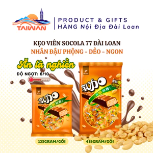 Kẹo socola 77 nhân đậu phộng dẻo Đài Loan 320g & 415 g/gói