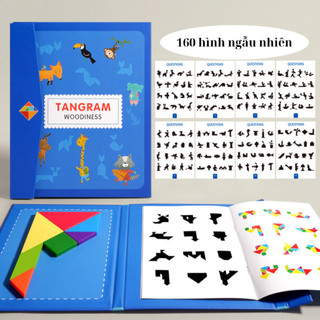 Đồ chơi xếp hình gỗ-Đồ chơi phat triển tu duy, Đồ chơi trí tuệ,sách xếp hình tangram nam châm kích thước 20cm x 17cm