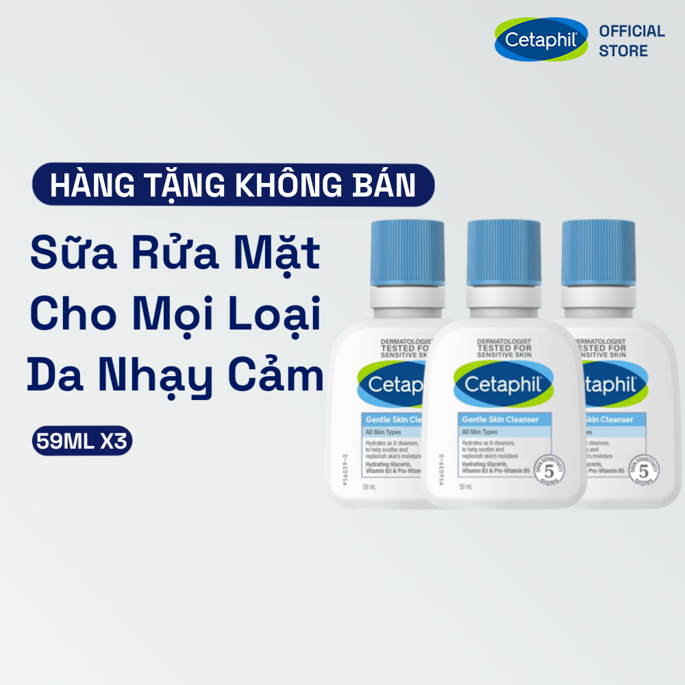 [Gift] Combo 3 Sữa rửa mặt dịu nhẹ CETAPHIL GENTLE SKIN CLEANSER 59mL