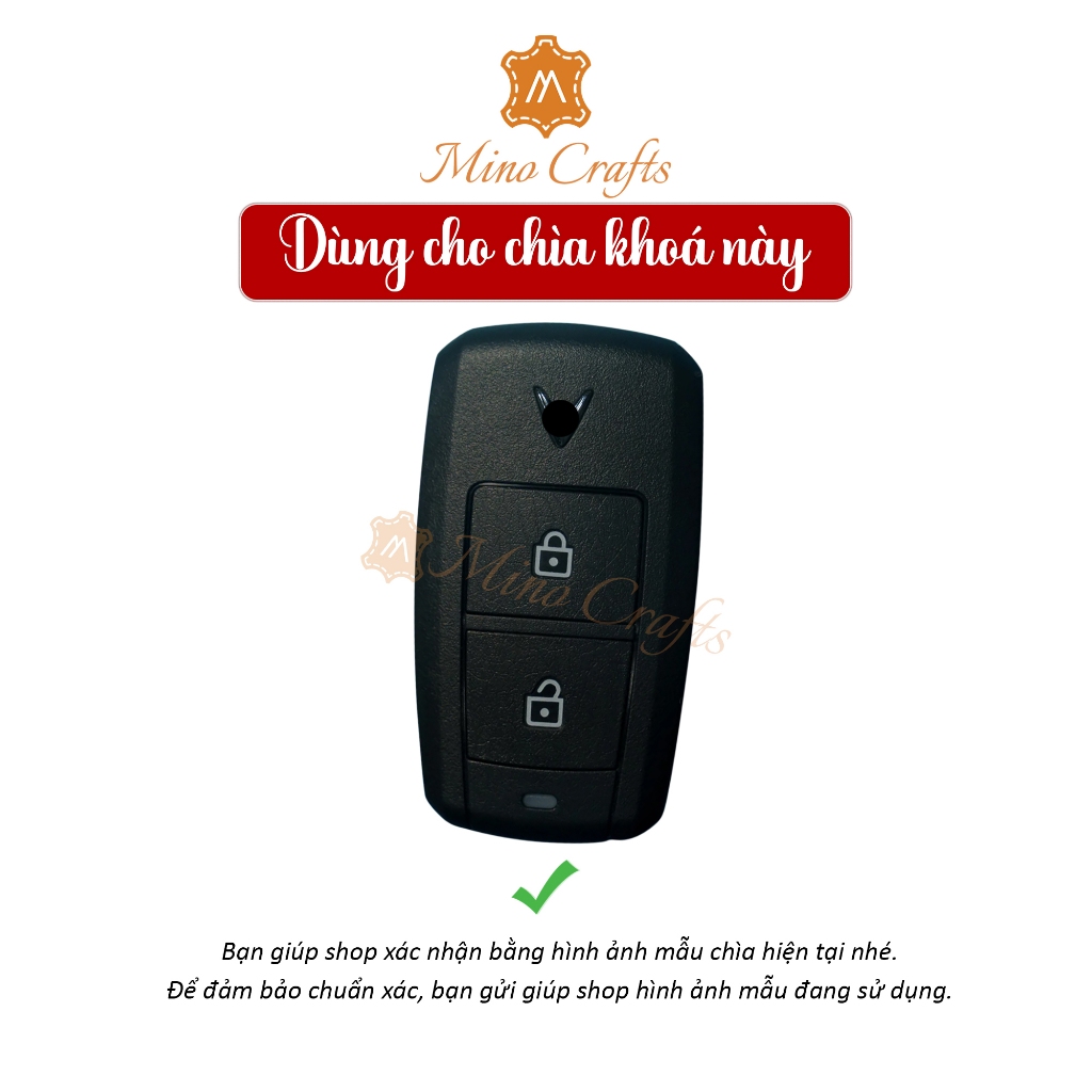Bao da chìa khóa VINFAST VF3 , Bao da chìa khóa thủ công , Khắc tên, Nhiều màu sắc