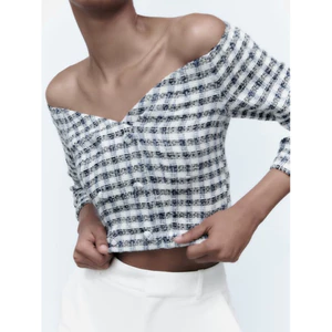 Áo Croptop Tweed Kẻ Caro Zarrra - Cambodia
