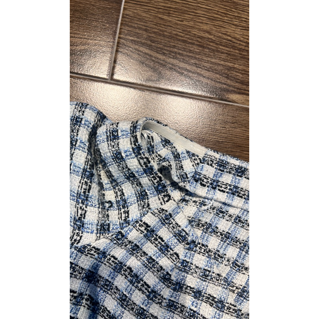 Áo Croptop Tweed Kẻ Caro Zarrra - Cambodia