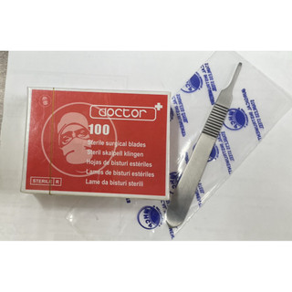 Hộp 100 lưỡi dao mổ số 10.11.12.15 (tặng kèm cán dao số 3)