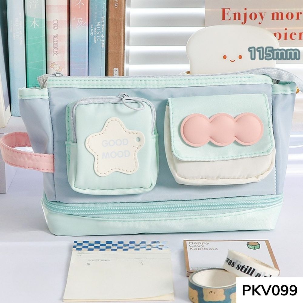 Bóp viết ,hộp đựng bút phối màu nhiều ngăn chống nước dung tích lớn cho học sinh PKV099 gagastore