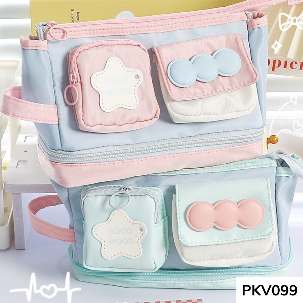 Bóp viết ,hộp đựng bút phối màu nhiều ngăn chống nước dung tích lớn cho học sinh PKV099 gagastore