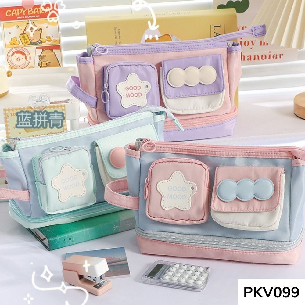 Bóp viết ,hộp đựng bút phối màu nhiều ngăn chống nước dung tích lớn cho học sinh PKV099 gagastore
