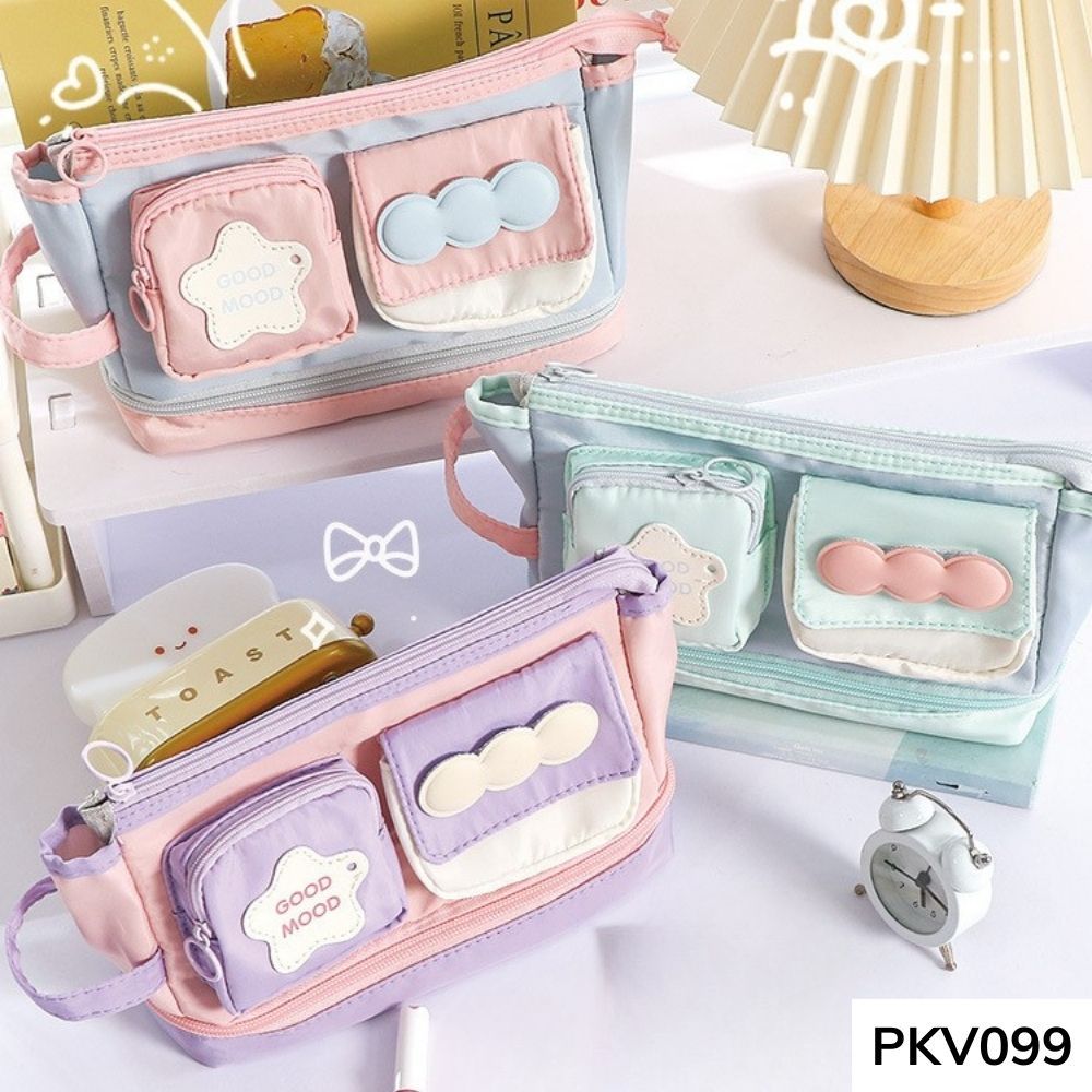 Bóp viết ,hộp đựng bút phối màu nhiều ngăn chống nước dung tích lớn cho học sinh PKV099 gagastore