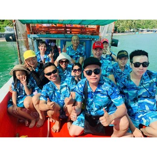 Bộ sơ mi nam nữ du lịch biển chất vải mềm mát, không xù lông team building đủ size