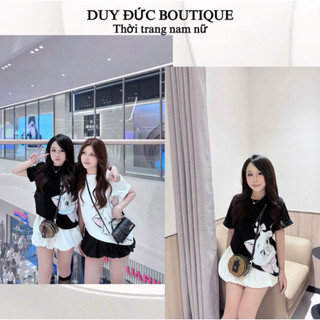 Áo Thun Hình In Mèo Dễ Thương Bản In To Form Rộng Chất Cotton Thời Trang Nữ Trẻ Trung Hot  Trend