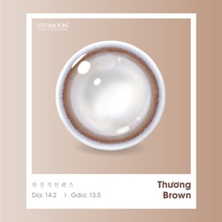 Kính áp tròng VIVIMOON màu nâu THƯƠNG BROWN, lens cận cho mắt thở, hạn sử dụng 6 tháng độ cận 0-8