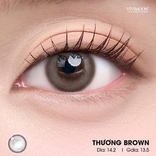 Kính áp tròng VIVIMOON màu nâu THƯƠNG BROWN, lens cận cho mắt thở, hạn sử dụng 6 tháng độ cận 0-8