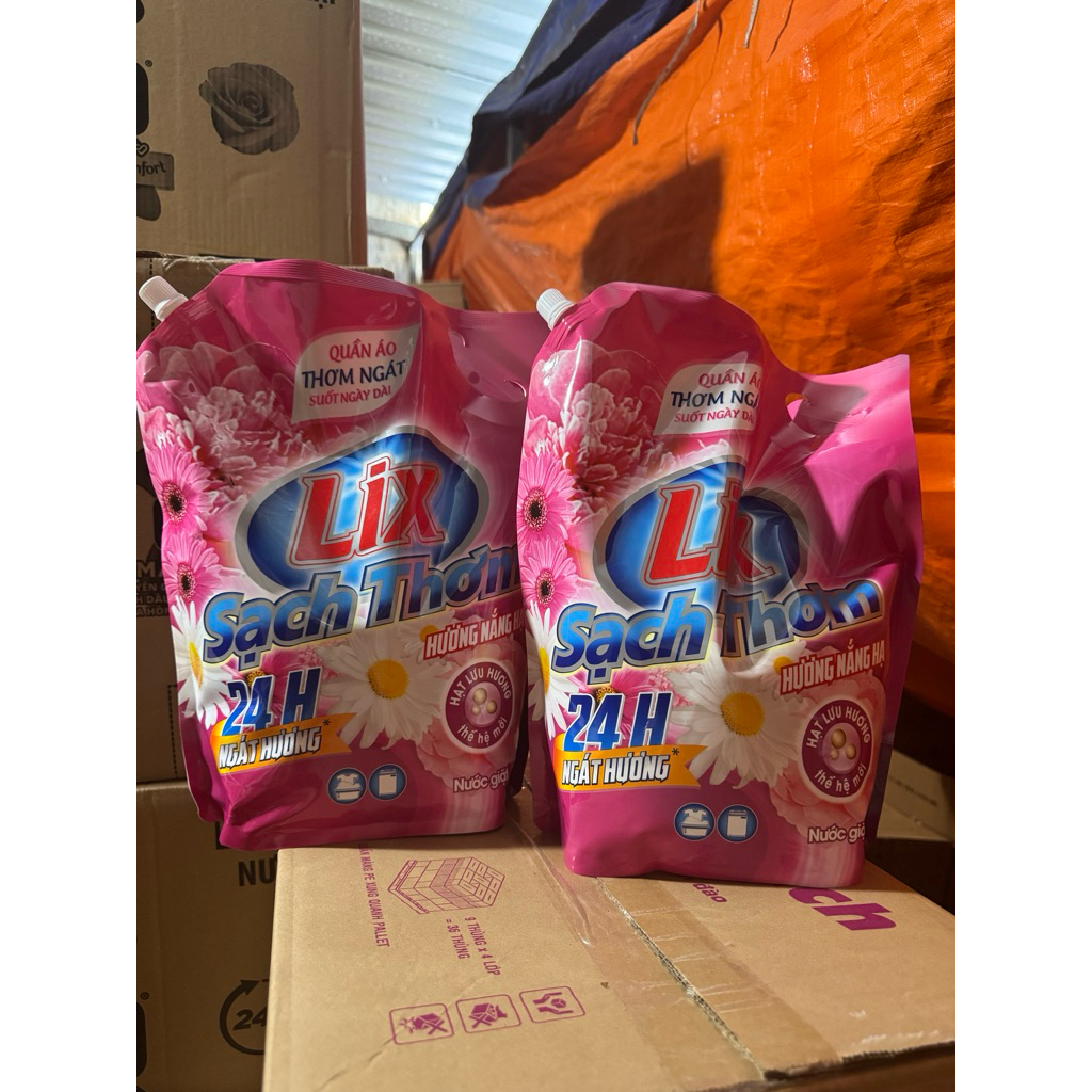 combo 2 Nước Giặt LIX Sạch Thơm Hương nắng hạ Túi 3.2kg - 24h ngát hương thơm