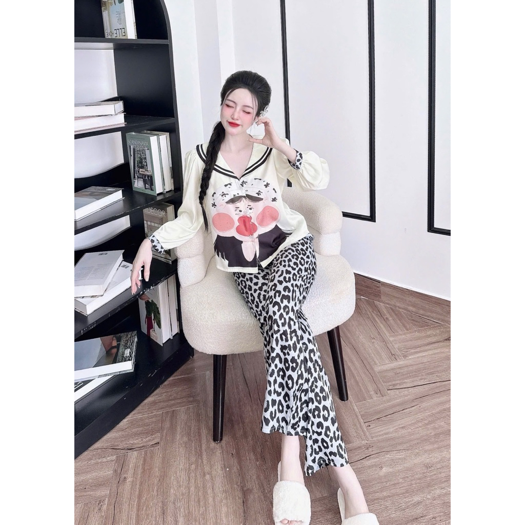 [150825] Tay dài quần dài cổ viền tròn new,lụa latin mềm nhẹ mát