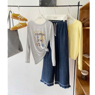 Áo thun nữ dài tay Thu Đông in hình Hoa mùa Xuân Spring JULY FASHION, Áo thun nữ tay dài xượt dáng rộng mềm mại ấm áp