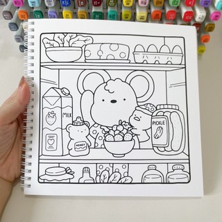 Bộ Tranh Tô Màu Cozy Friends 39 Tranh, Giấy dày 180gsm Quyển A4 A5, Phù Hợp Màu Marker, Acrylic, Chì Màu, Sáp Màu