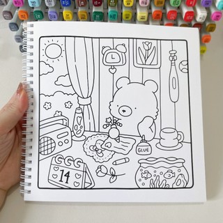 Bộ Tranh Tô Màu Cozy Friends 39 Tranh, Giấy dày 180gsm Quyển A4 A5, Phù Hợp Màu Marker, Acrylic, Chì Màu, Sáp Màu