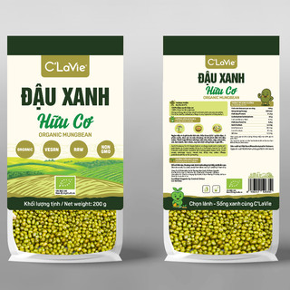 Đậu xanh hữu cơ C'Lavie thuần chủng, không biến đổi gen dùng nấu chè, cháo, làm sữa hạt..