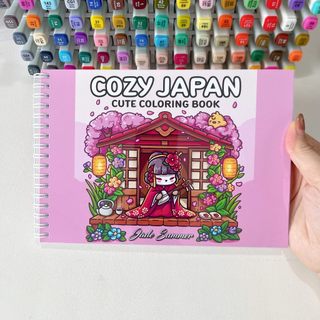 Bộ Tranh Tô Màu Cozy Japan 42 Tranh, Giấy dày 200gsm Quyển A4 A5, Phù Hợp Màu Marker, Acrylic, Chì Màu, Sáp Màu