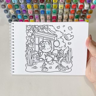Bộ Tranh Tô Màu Cozy Japan 42 Tranh, Giấy dày 200gsm Quyển A4 A5, Phù Hợp Màu Marker, Acrylic, Chì Màu, Sáp Màu