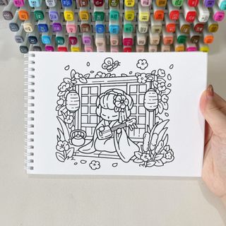 Bộ Tranh Tô Màu Cozy Japan 42 Tranh, Giấy dày 200gsm Quyển A4 A5, Phù Hợp Màu Marker, Acrylic, Chì Màu, Sáp Màu