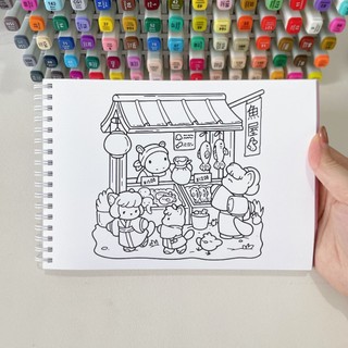 Bộ Tranh Tô Màu Cozy Japan 42 Tranh, Giấy dày 200gsm Quyển A4 A5, Phù Hợp Màu Marker, Acrylic, Chì Màu, Sáp Màu