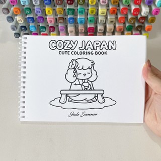 Bộ Tranh Tô Màu Cozy Japan 42 Tranh, Giấy dày 200gsm Quyển A4 A5, Phù Hợp Màu Marker, Acrylic, Chì Màu, Sáp Màu