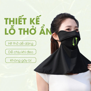 Khẩu trang chống tia UV, khẩu trang vải chống nắng che gò má trùm cổ gọng định hình UPF50+ cao cấp