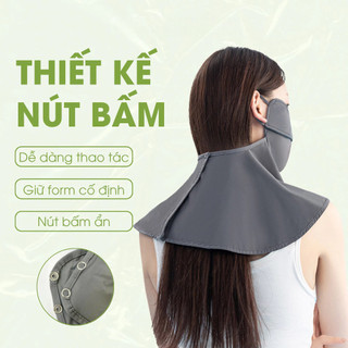 Khẩu trang chống tia UV, khẩu trang vải chống nắng che gò má trùm cổ gọng định hình UPF50+ cao cấp