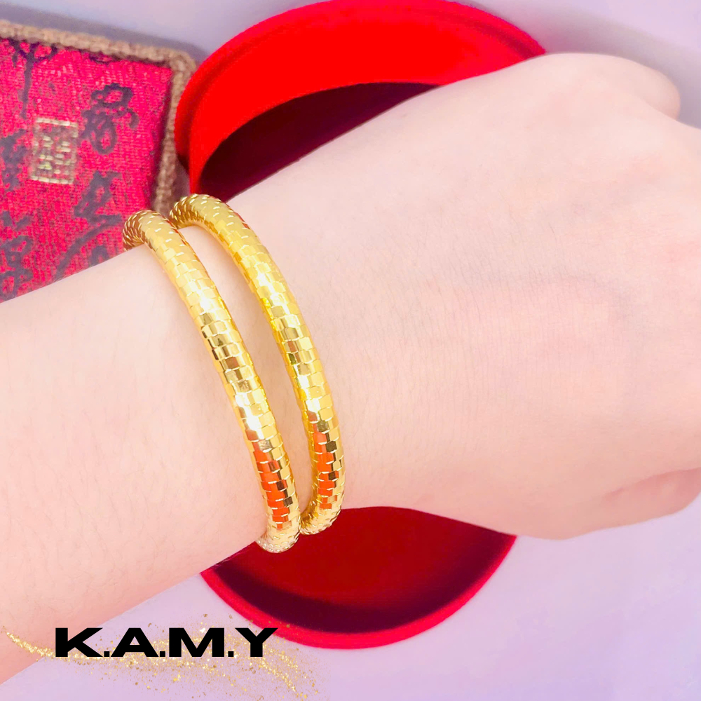 Cặp Vòng Tay Nữ Trơn Xoắn Ánh Vàng Kim – Trang Sức Xi Mạ Cao Cấp, Bền Màu, Sang Trọng Dễ Phối Đồ