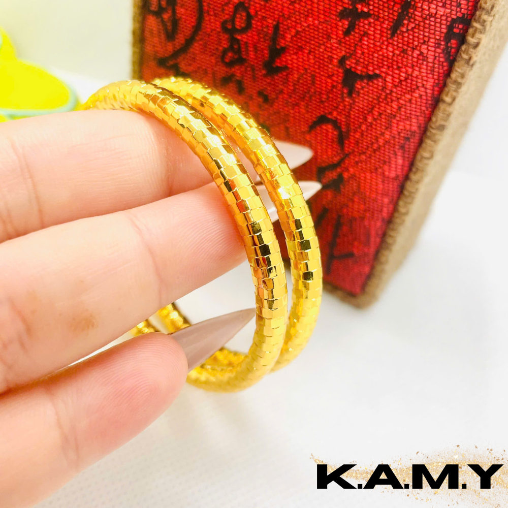 Cặp Vòng Tay Nữ Trơn Xoắn Ánh Vàng Kim – Trang Sức Xi Mạ Cao Cấp, Bền Màu, Sang Trọng Dễ Phối Đồ