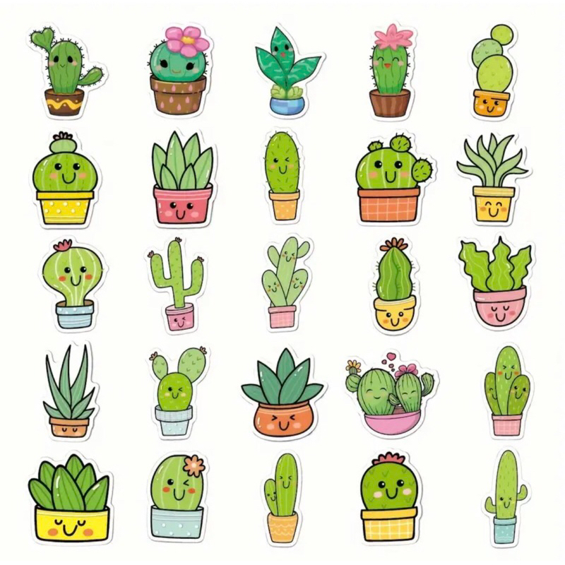 set sticker cây xương rồng bé xinh