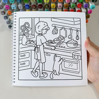 Bộ Tranh Tô Màu Cozy Times 32 Tranh, Giấy dày 200gsm Quyển A4 A5, Phù Hợp Màu Marker, Acrylic, Chì Màu, Sáp Màu