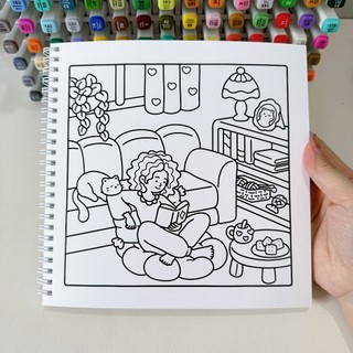 Bộ Tranh Tô Màu Cozy Times 32 Tranh, Giấy dày 200gsm Quyển A4 A5, Phù Hợp Màu Marker, Acrylic, Chì Màu, Sáp Màu