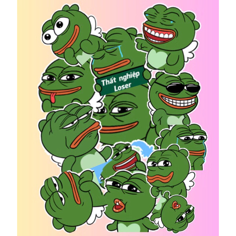 set  60 sticker nhân vật meme Crazy frog vui nhộn trang trí mũ bảo hiểm chống nước tốt