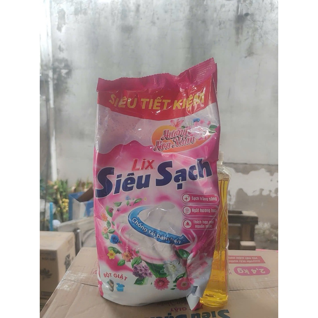 bột Giặt LIX Sạch Thơm Hương Ngàn Hoa gói 5,5kg - 24h ngát hương thơm tặng kèm - LIXBG