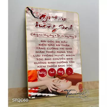 Tranh Spa dưỡng sinh, tranh đông y massage treo tường, tranh Spa gội đầu dược liệu dưỡng sinh tráng gương SPQC60