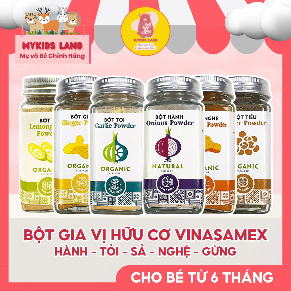 Bột Gia Vị Hữu Cơ VINASAMEX ( Tỏi, Hành, Gừng, Nghệ, Tiêu, Sả ) Lọ 40g ...